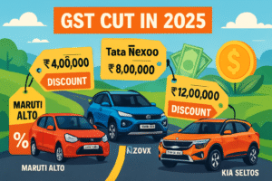 GST कट 2025 के बाद टॉप भारतीय कारें — Maruti Alto, Tata Nexon, Kia Seltos